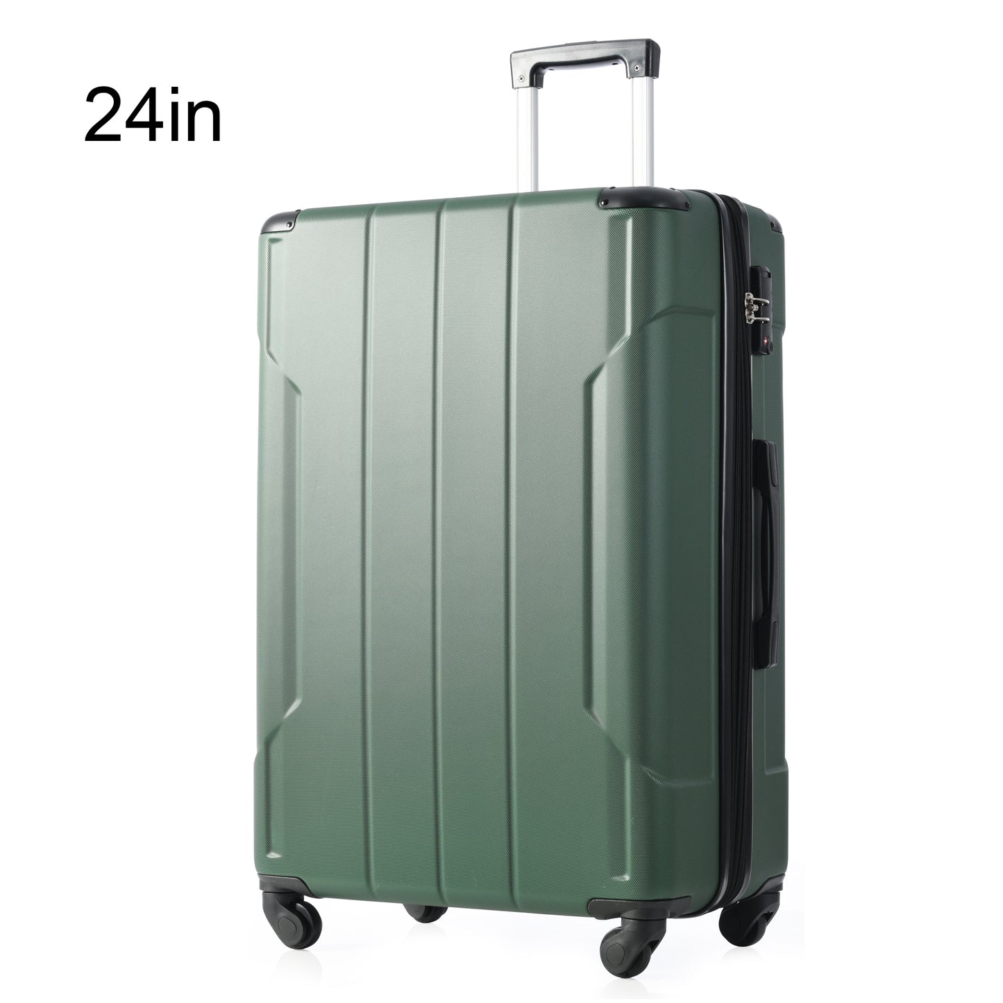 Hardshell Luggage Spinner Suitcase with TSA Lock Lightweight Expandable 24'' (Single Luggage) Green + ABS + 24 Inch